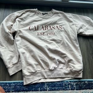 Boohoo Cream Sweatshirt with Calabasas Print